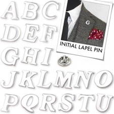 INITIAL LAPEL PIN Alphabet Letter Name Personalised Brooch Costume Jewelley Gift