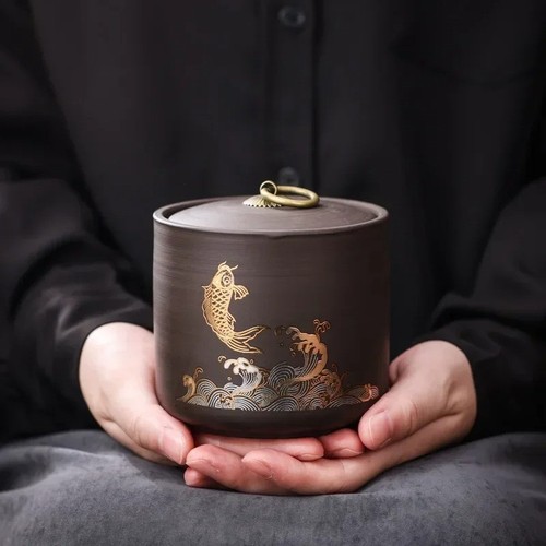 Ceramic tea storage jar - storage,
