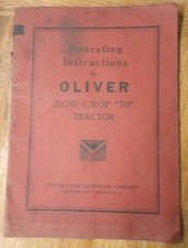 Vintage Operating Instructions Oliver Row Crop 70 Tractor Manual USA Farming