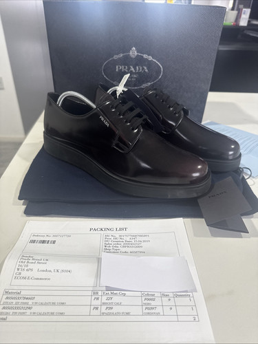Prada cordovan leather derby - cordovan,