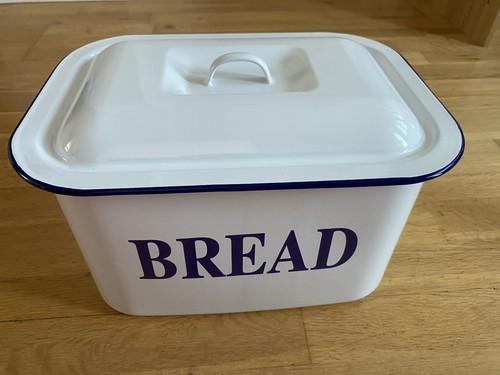 Enamel coated metal bread bin - bread,