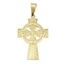 9ct gold Celtic Cross pendant charm with jewellery presentation box