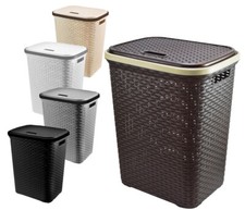 LARGE RECTANGLE RATTAN DESIGN LAUNDRY BASKET W/LID HAMPER STORAGE BIN ORGANISER