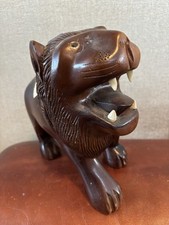 Vintage Carved Lion Sculpture