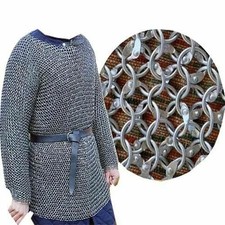 Riveted Chainmail Armor 9 mm Aluminum Hauberk Shirt Reenactment Halloween LARP