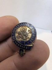 Vintage Conservative Unionist Political Party UK Badge Pin Rose Onward Enamel
