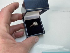 925 Silver CZ Engagement Cocktail ring Emerald Cut Size Q1/2 Solitaire 