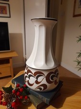 Vintage Large 10" Hand Painted Vase by E Radford Pottery. Made In England