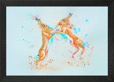 Boxing Hares Watercolor
