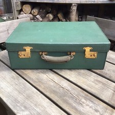 Old Vintage Finnigans Of Manchester Green Luxury Leather Fitted Suitcase