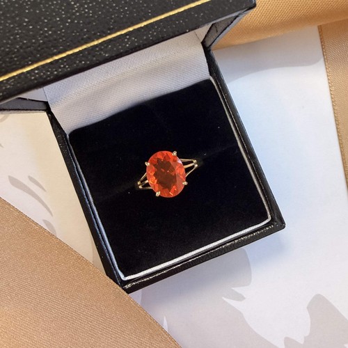 9ct yellow gold fire opal - yellow,