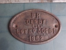 BR Mk3 Sleeper Coach Plate Derby Works Worksplate Carriage Builders 30961 1982