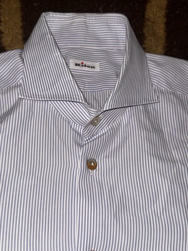 Kiton shirt mens blue - 16, 41
