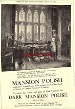 Advert MANSION POLISH Parquet Floors & Linoleum Original 1925 Print Ad 724/49