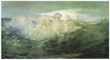 Foam Horses in the surf Lucy Kemp Welch horse print in 10 x 12 mount SUPERB