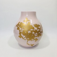IKEA Pink/Gold Porcelain Floral PS JONSBERG 2005 Large Vase By Hella Jongerius