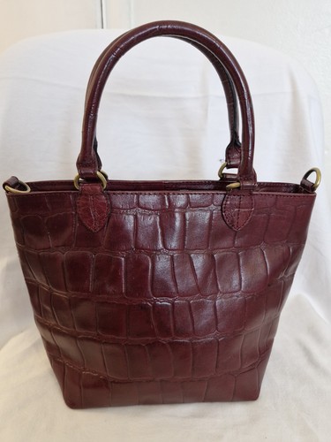 Burgundy croc embossed leather - croc,