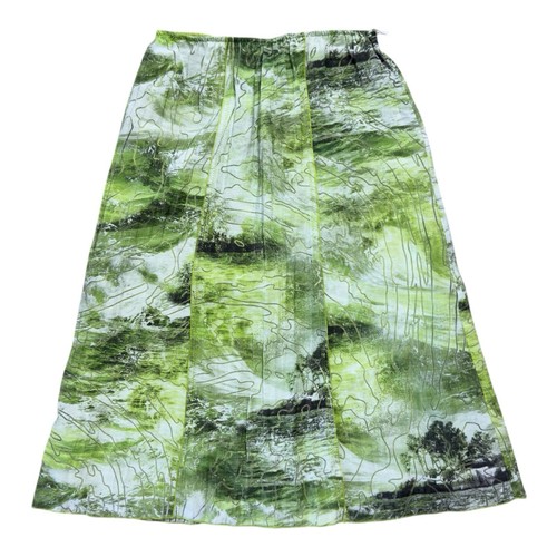 Green floral midi skirt - floral,