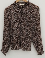 Hush Brigette Pleated Floral Blouse With Tie Neck Size 10