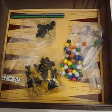 Spin Master Wooden Games Compendium Chess Backgammon Checkers Draughts + more