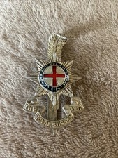 ROYAL SUSSEX REGIMENT - OFFICERS' SILVERED CAP BADGE - B4