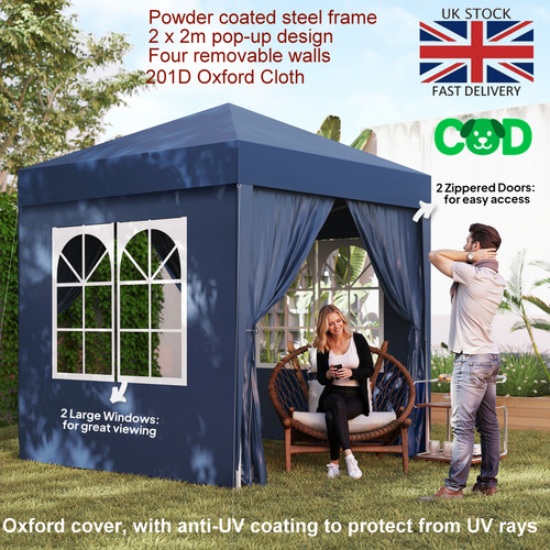 2x2m pop gazebo garden - up,