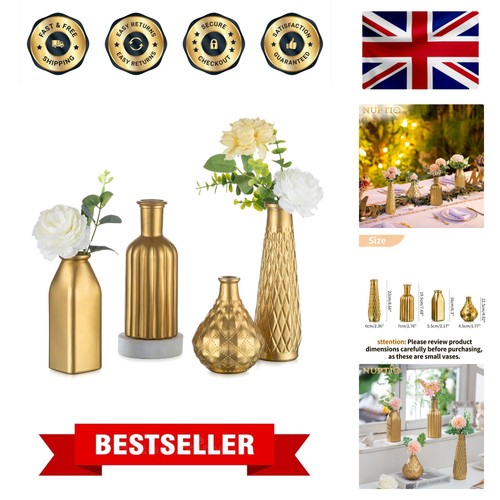 Bud vase small gold - gold:, set