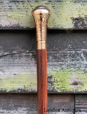 Foldable Wooden Walking Stick Cane – Round Handle – Shiny Brass Finish All Sizes