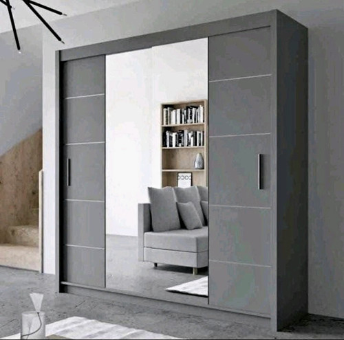 Grey freestanding wardrobe - freestanding, 2