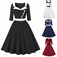 UK Womens 1940's 50's Party Swing Dress Vintage Party Evening Rockabilly Dresses