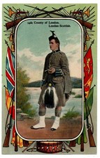 Military Regiment Postcard - Soldier, 14th County Of London, London Scottish.