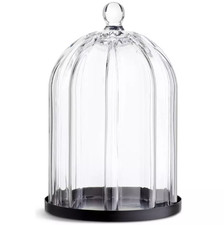 Large Habitat Ribbed Glass Cloche Clear  (H27.5 W27.5 D17.8cm) -Base Missing