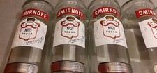SMIRNOFF VODKA Four 1.5L Optic Empty Bottles Upside Down Label Home Bar prop