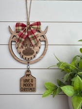 Highland Cow Christmas Decoration Ornament Hanging Gift Farm Xmas