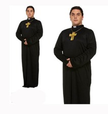 Mens Vicar Priest Costume Fancy Dress Adults Stag Party Holy Church Outfit 