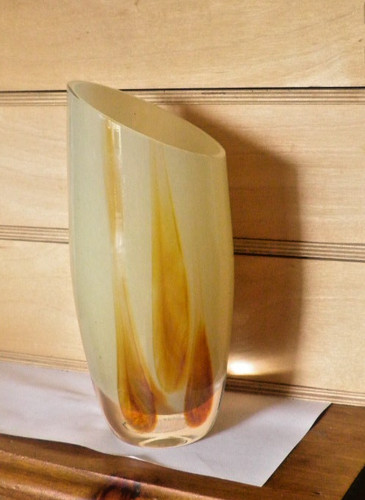 Yellow glass vase - yellow,