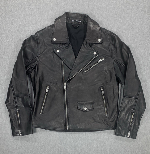 Zara man 100 leather biker - man, 100%
