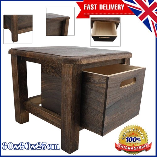Wood small storage stool - wood,