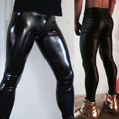 Men faux leather pants stretch - pants,