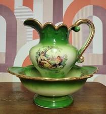 Vintage Green Pottery Jug and