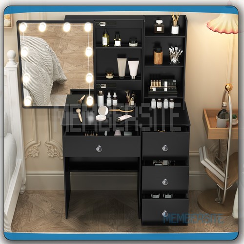 Black dressing table with led - dressing,