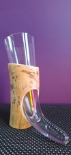 Glass Viking Drinking Horn Mug Cup With Natural Ox Cattle Horn Stand