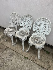 GARDEN CHAIRS CAST METAL x 3 ! One Has Damage See Photo !Collection In Person !!