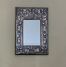 Arts And Crafts Copper Mirror Repousse Repousse Acorns And Foliage Antique C1880