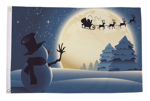 Christmas snowman moon flag
