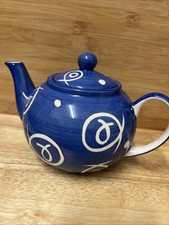 Whittard Hand Painted Tea Pot Decorative Blue White Ceramic