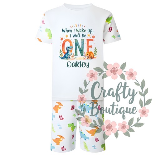 1st birthday dino pajamas - birthday,
