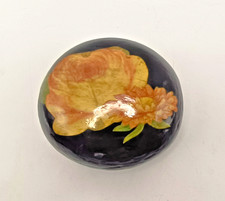 LARGE FLORAL DECOUPAGE AND HAND PAINTED NATURAL ROCK PEBBLE STONE PAPERWEIGHT