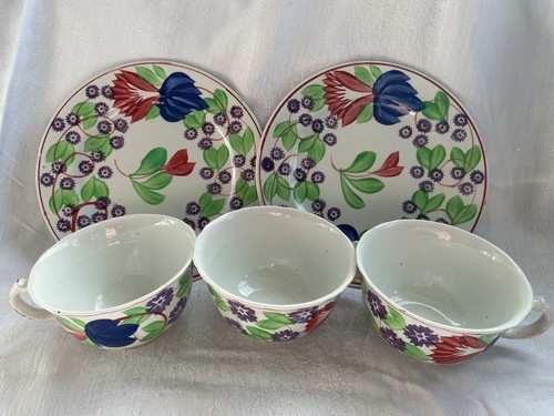 Antique spongeware flower - , 3