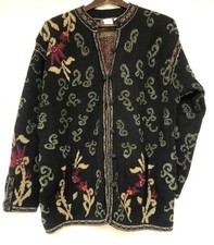 Ladies Cardigan WOMAN Black Nordic Design Sweater Size 20 - CG B94  